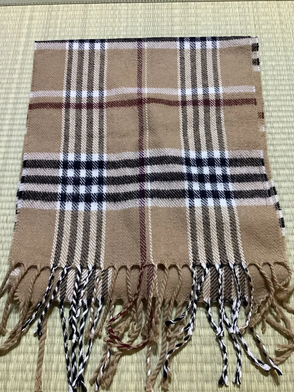 Vintage Pierre Cardin Classic Plaid Fringe Scarf Unisex
